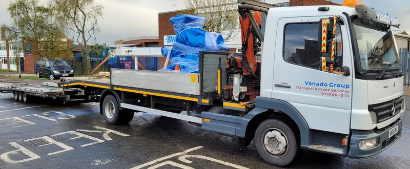Vanado Group HIAB lorry and trailer for container and site cabin transport